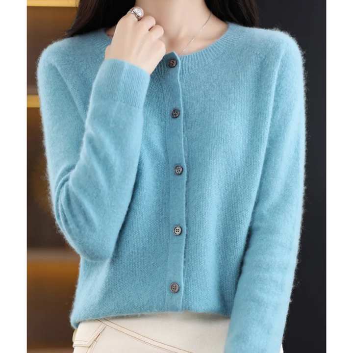 Women's Soft-Touch Knit Cardigan – Light Turquoise