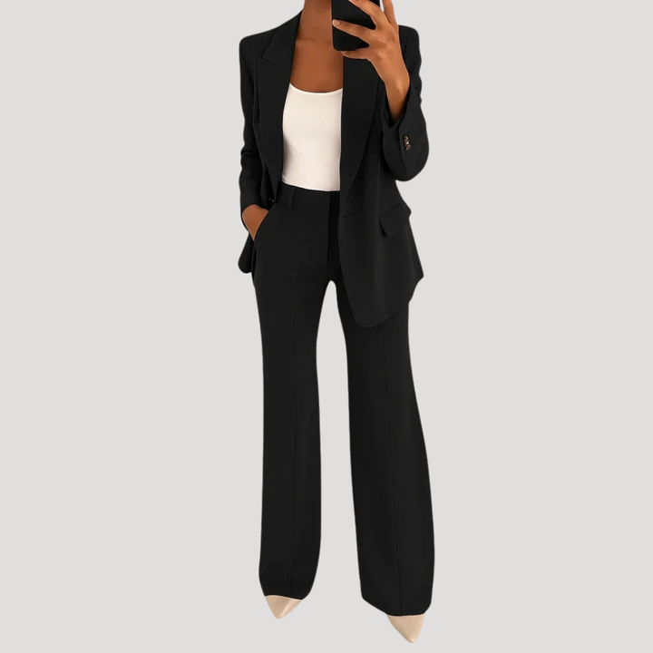 Women's Two-Piece Tailored Trouser Suit – Black