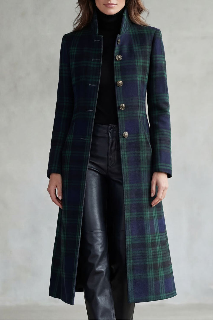 Women's Tartan Check Wool-Look Coat – Blackwatch Tartan