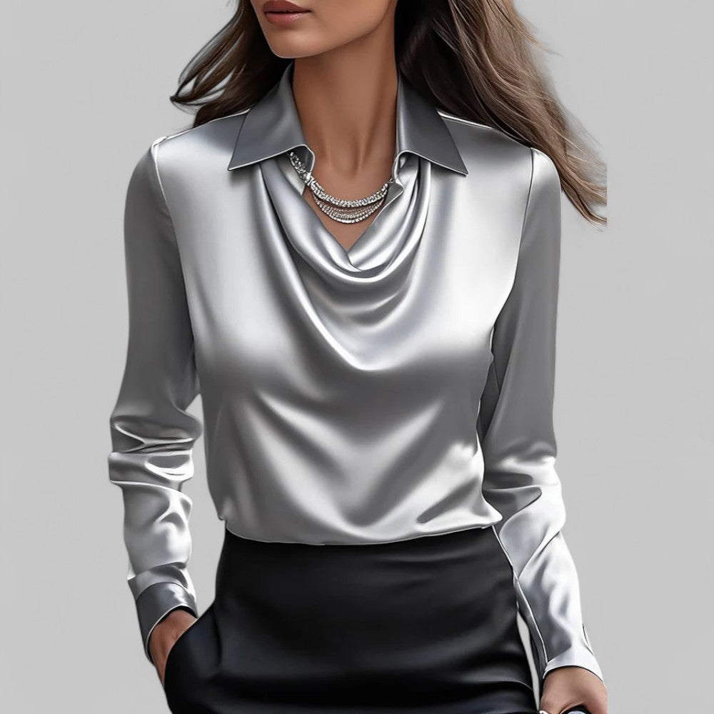 Women's Satin Blouse – Grey