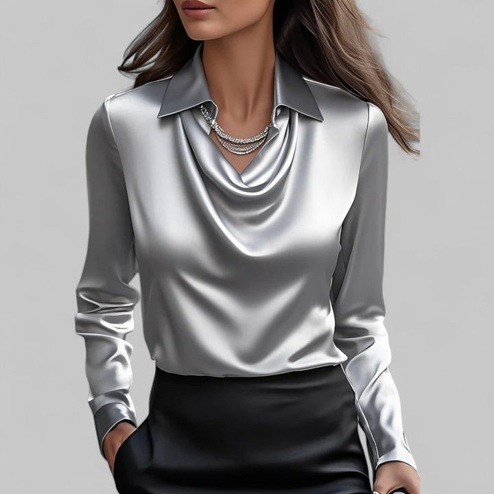 Women's Satin Blouse – Grey