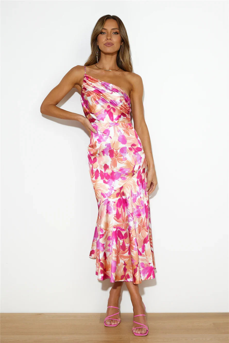 Women's One-Shoulder Midi Dress