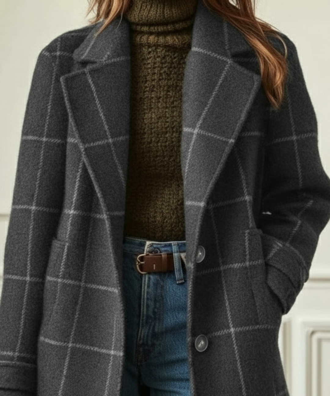 Women's Check Wool-Look Coat