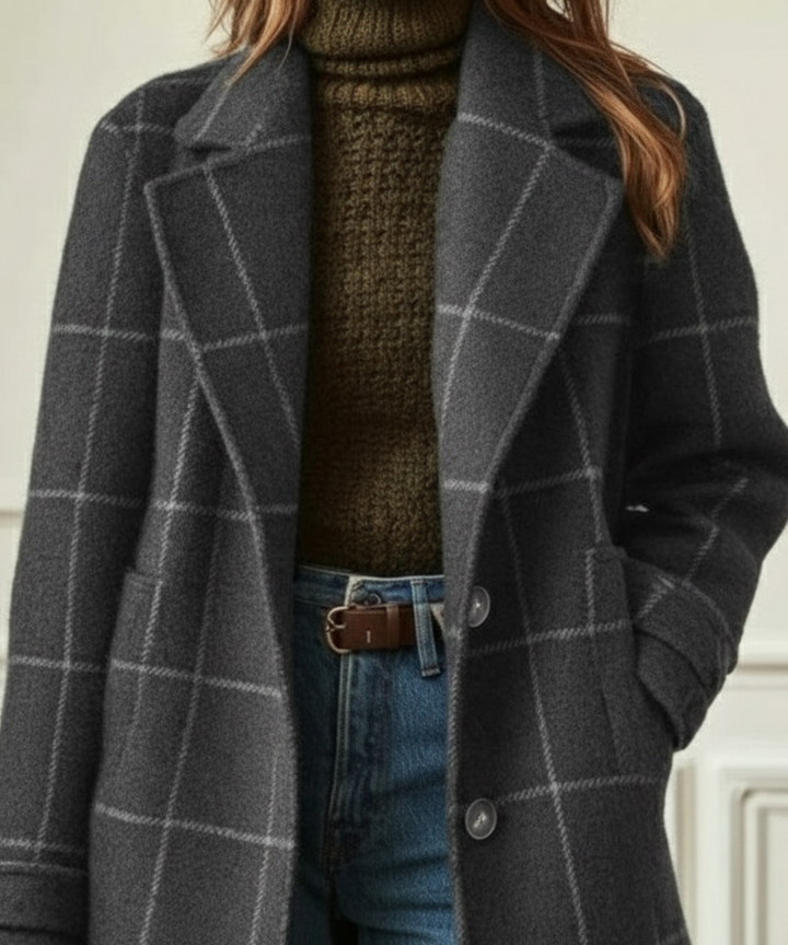 Women's Check Wool-Look Coat