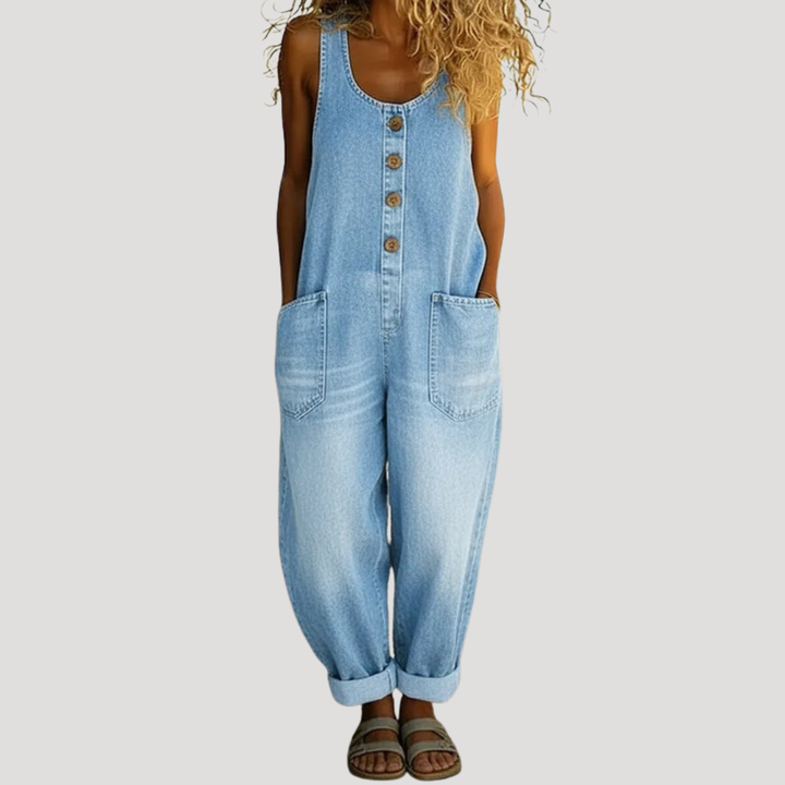 Women's Denim Jumpsuit – Light Blue