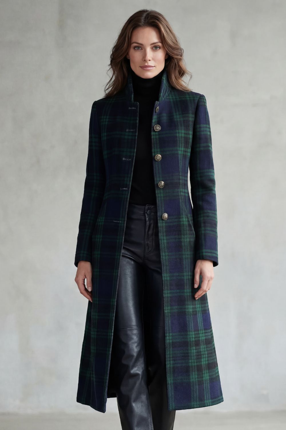 Women's Tartan Check Wool-Look Coat