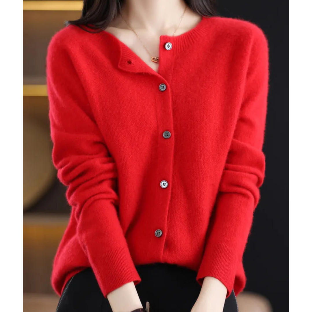 Women's Soft-Touch Knit Cardigan – Red