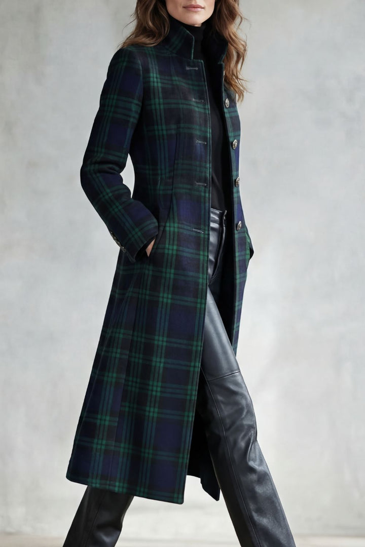 Women's Tartan Check Wool-Look Coat