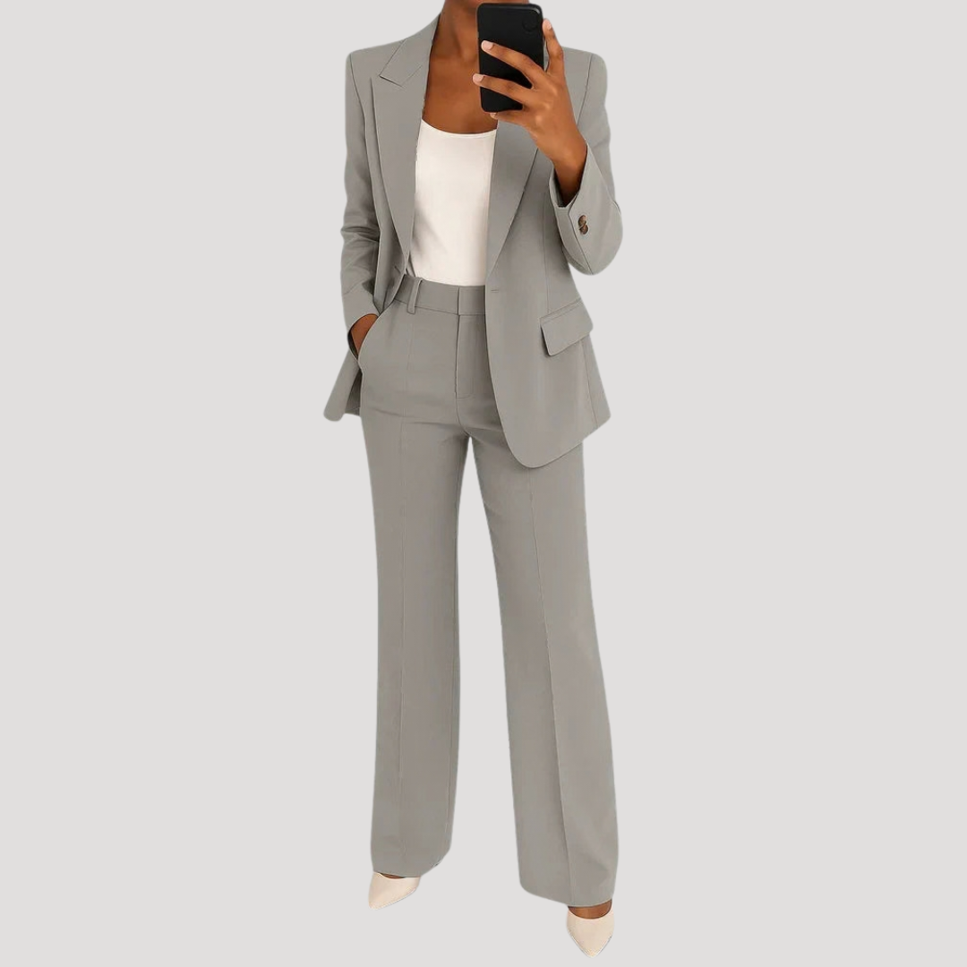 Women's Two-Piece Tailored Trouser Suit – Grey