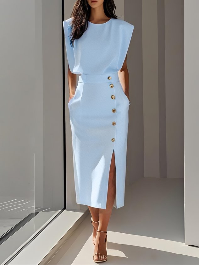 Women's High-Waisted Skirt – Light Blue