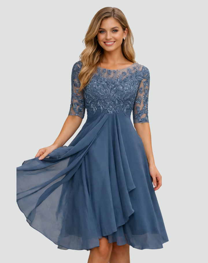 Women's Lace Midi Party Dress – Blue