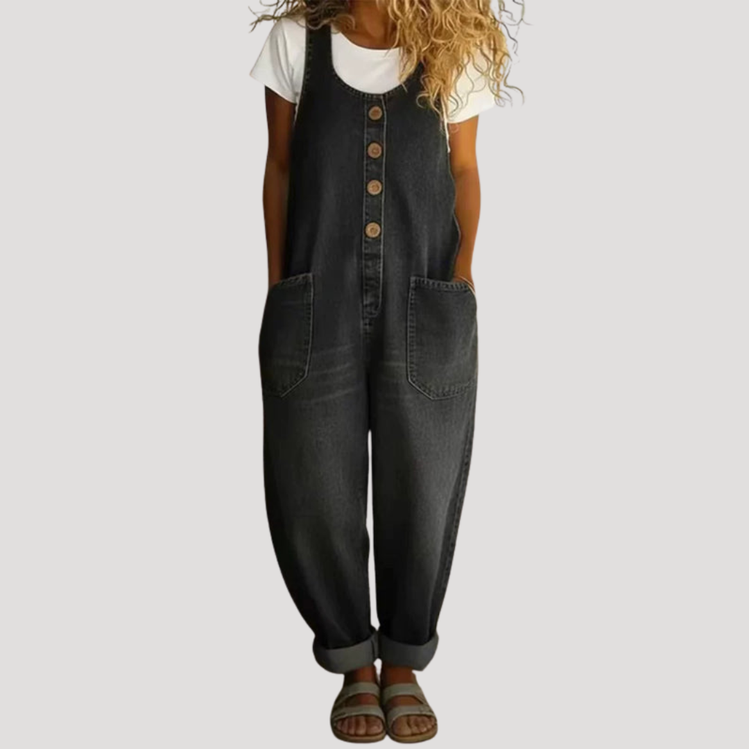 Women's Denim Jumpsuit – Black