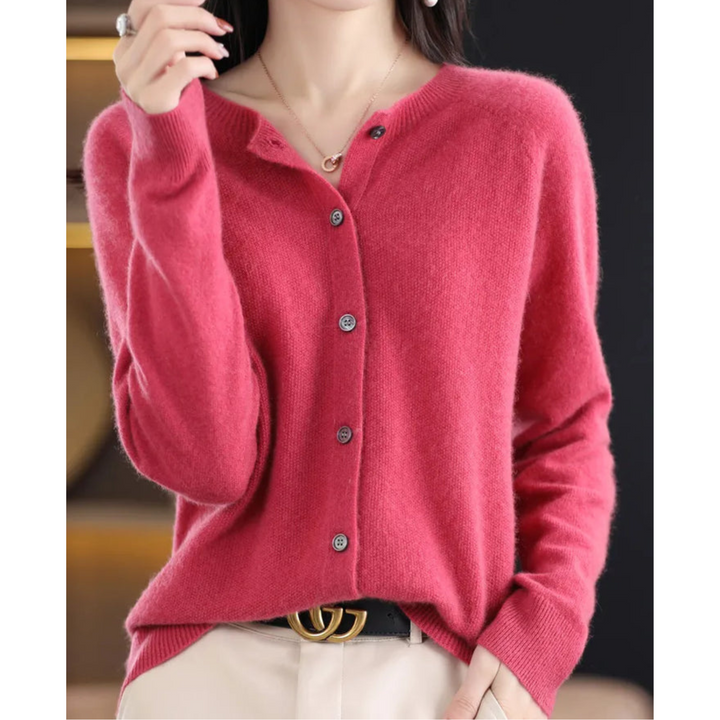 Women's Soft-Touch Knit Cardigan – Dark Pink