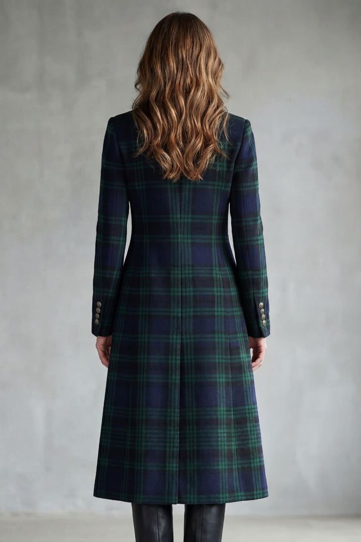 Women's Tartan Check Wool-Look Coat