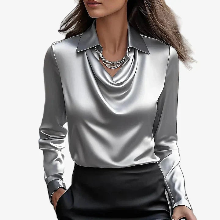 Women's Satin Blouse – Grey