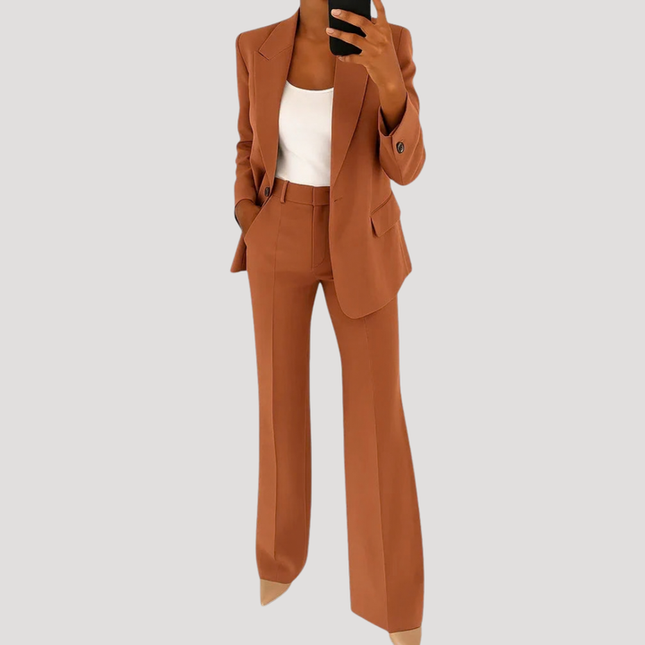 Women's Two-Piece Tailored Trouser Suit – Brown