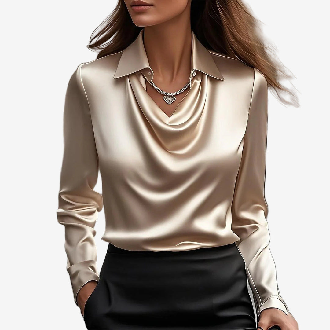 Women's Satin Blouse – Beige