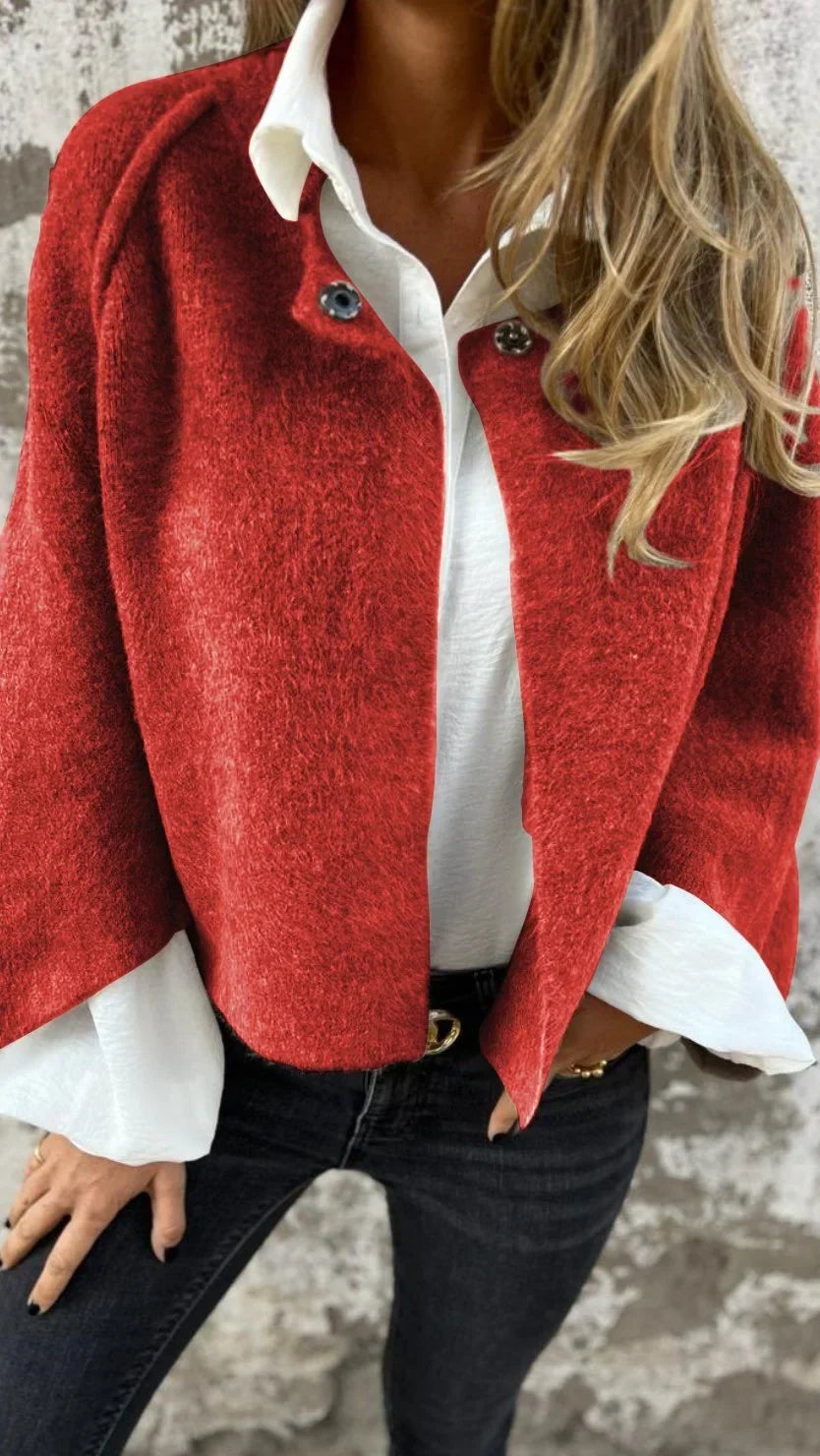 Women's Long Coat – Brick Red