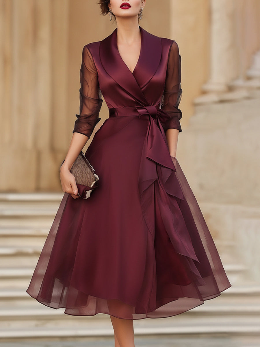 Women's Wrap Midi Dress – Burgundy
