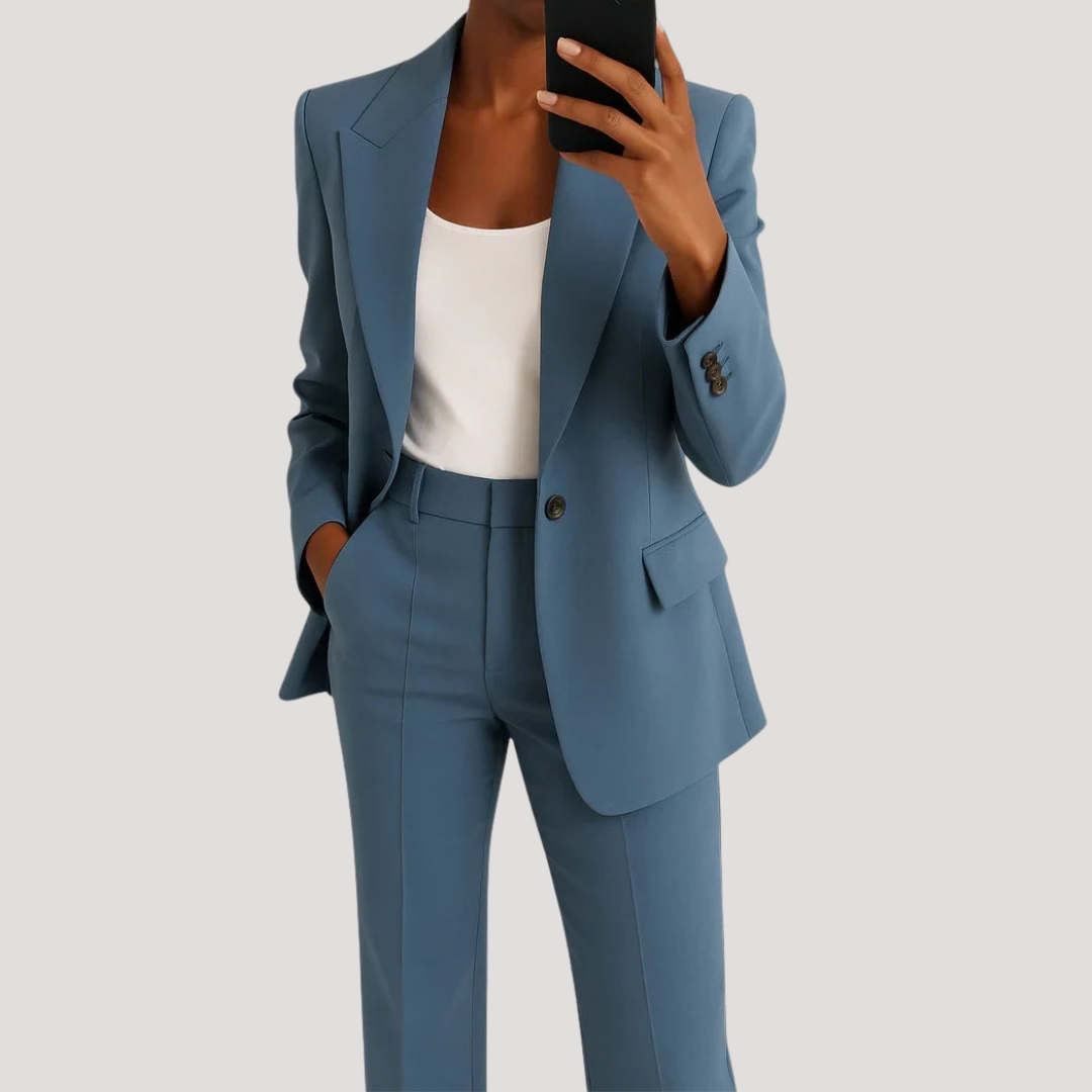 Women's Two-Piece Tailored Trouser Suit – Blue