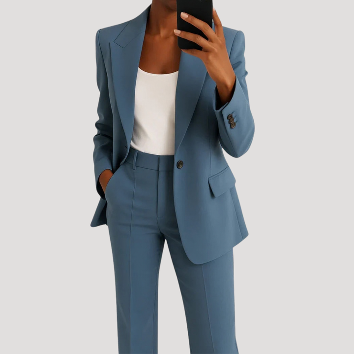 Women's Two-Piece Tailored Trouser Suit – Blue