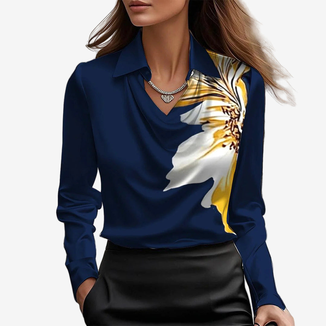 Women's Satin Blouse – Navy