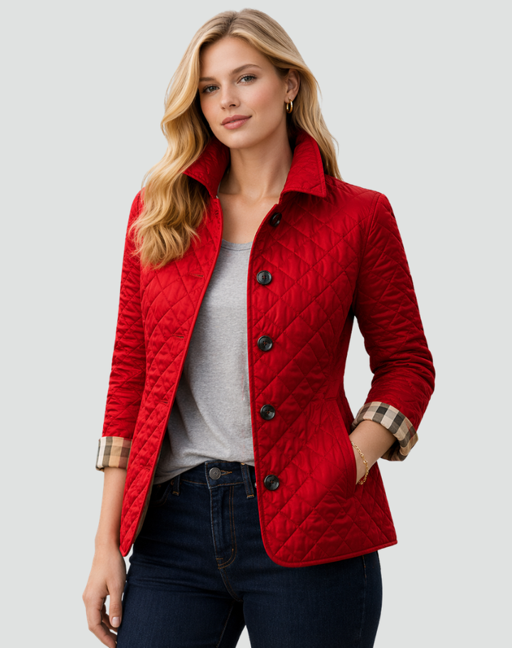 Women's Quilted Puffer Jacket – Red