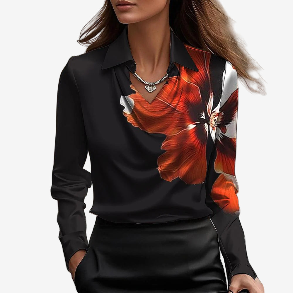Women's Satin Blouse – Red