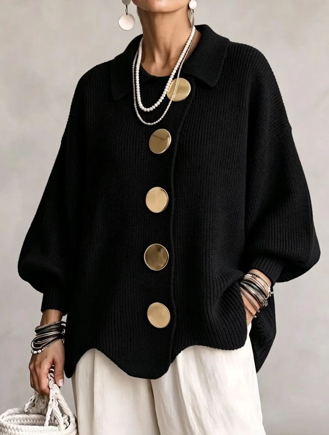 Women's Relaxed Fit Cardigan – Black
