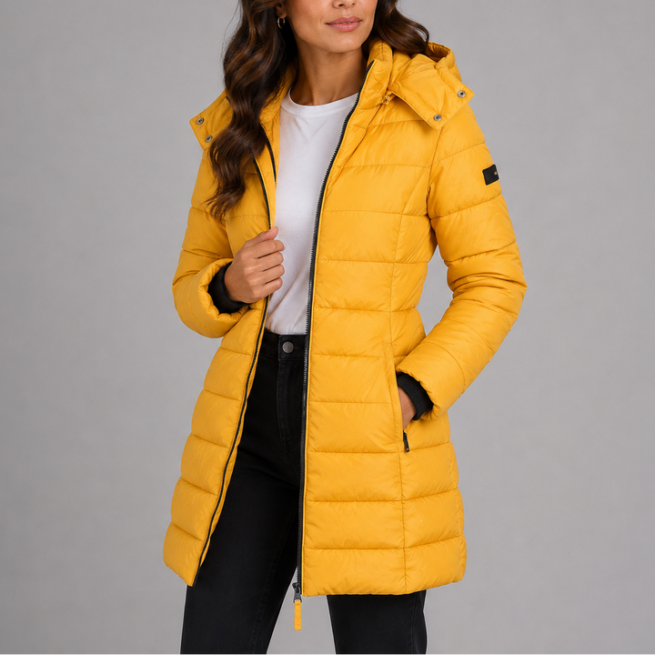 Women's Long Puffer Jacket – Yellow