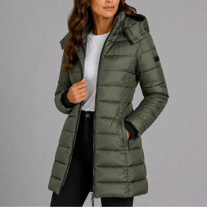 Women's Long Puffer Jacket – Green