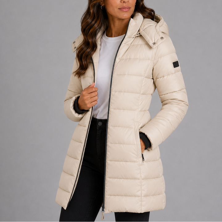 Women's Long Puffer Jacket – Beige