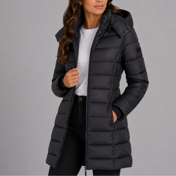 Women's Long Puffer Jacket – Black