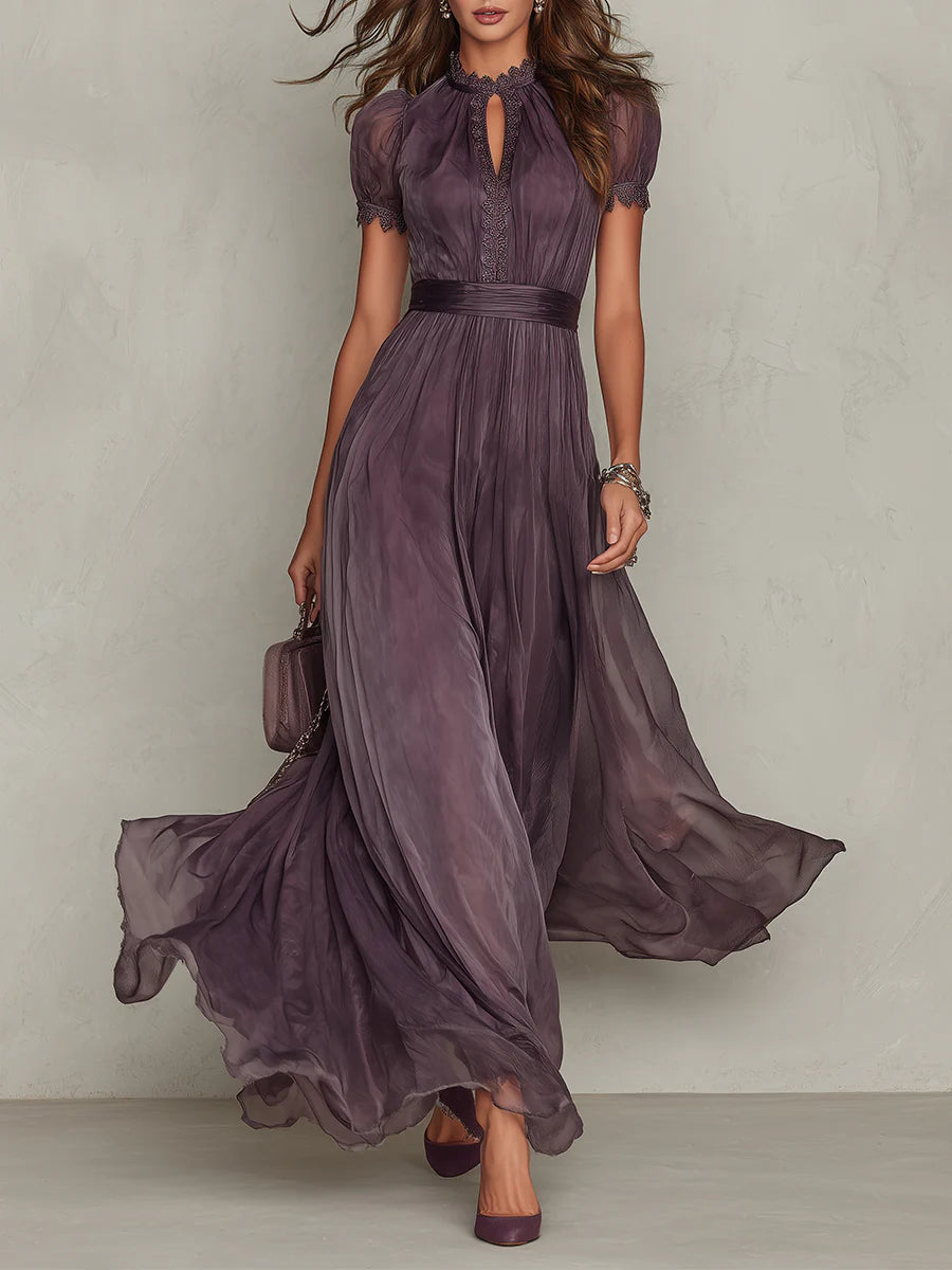 Women's Maxi Satin Party Dress – Purple