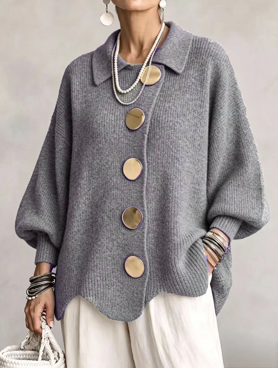 Women's Relaxed Fit Cardigan – Grey