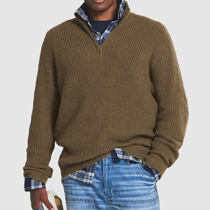 Women's Half-Zip Sweatshirt – Brown