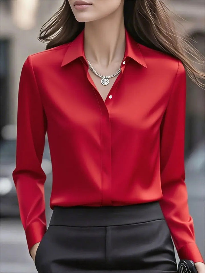 Women's Satin Blouse – Red