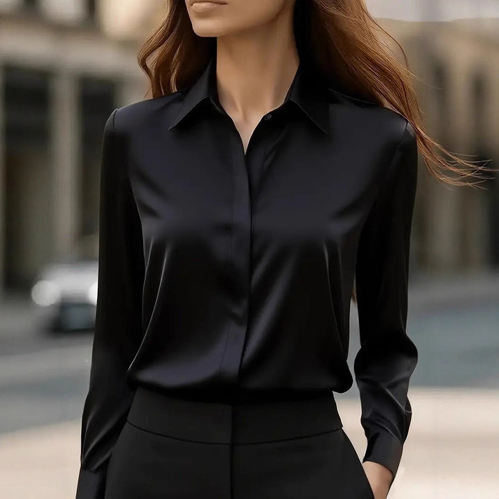 Women's Satin Blouse – Black