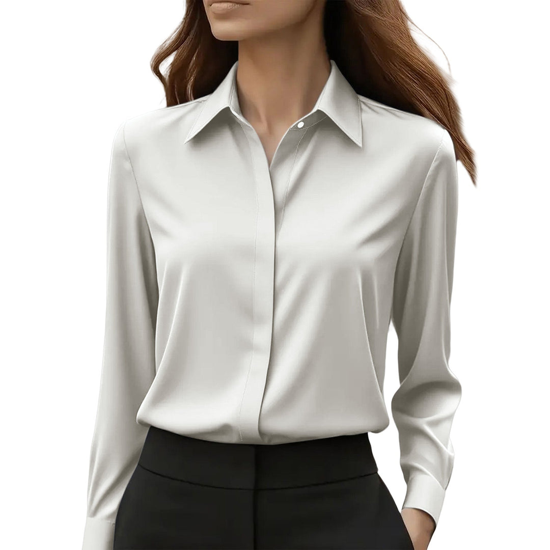 Women's Satin Blouse – Light Grey