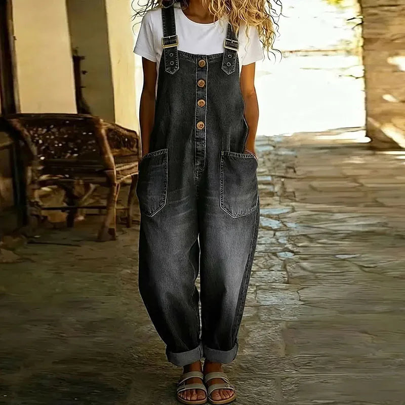 Women's Denim Jumpsuit – Black