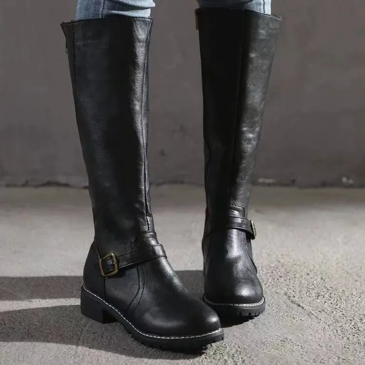 Women's Leather-Look Ankle Boots – Black