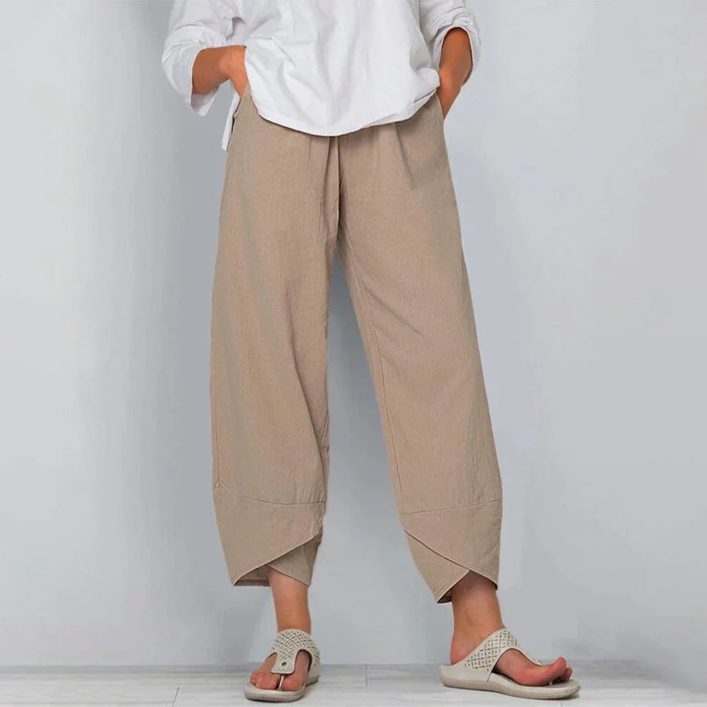 Women's Wide-Leg Trousers – Khaki
