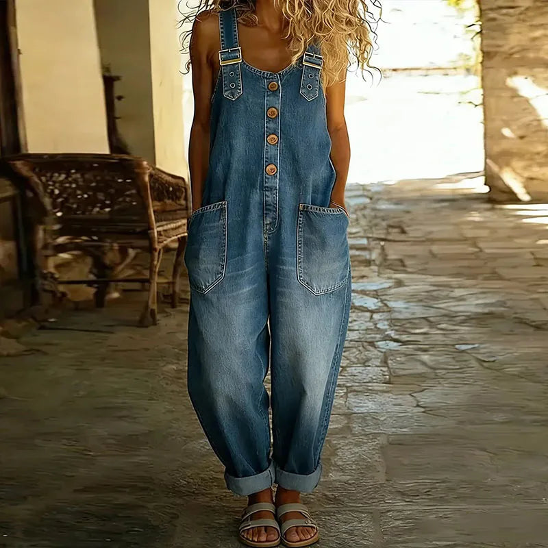 Women's Denim Jumpsuit – Blue