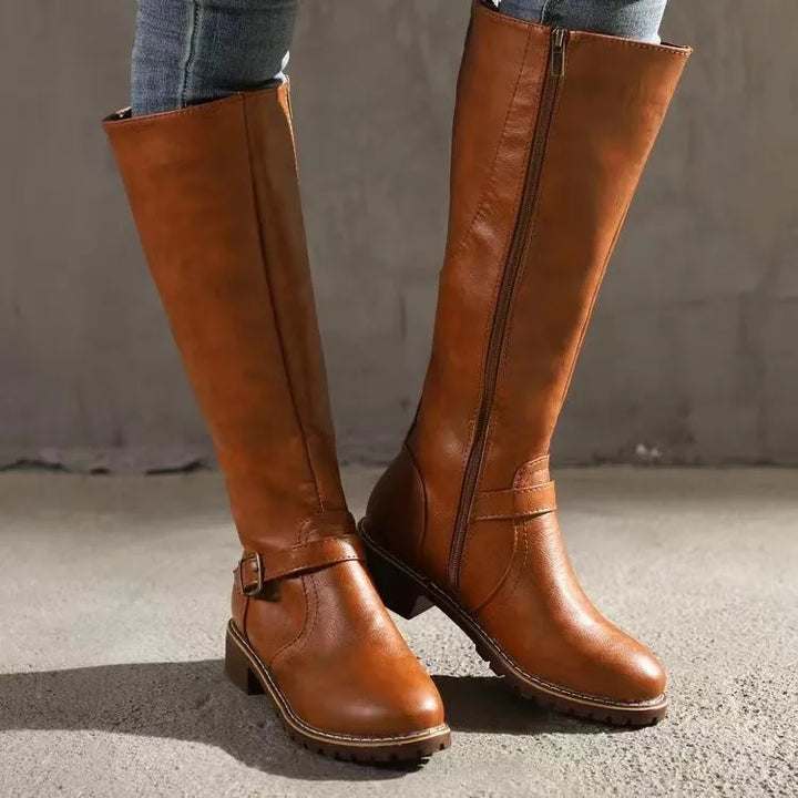 Women's Leather-Look Ankle Boots – Light Brown