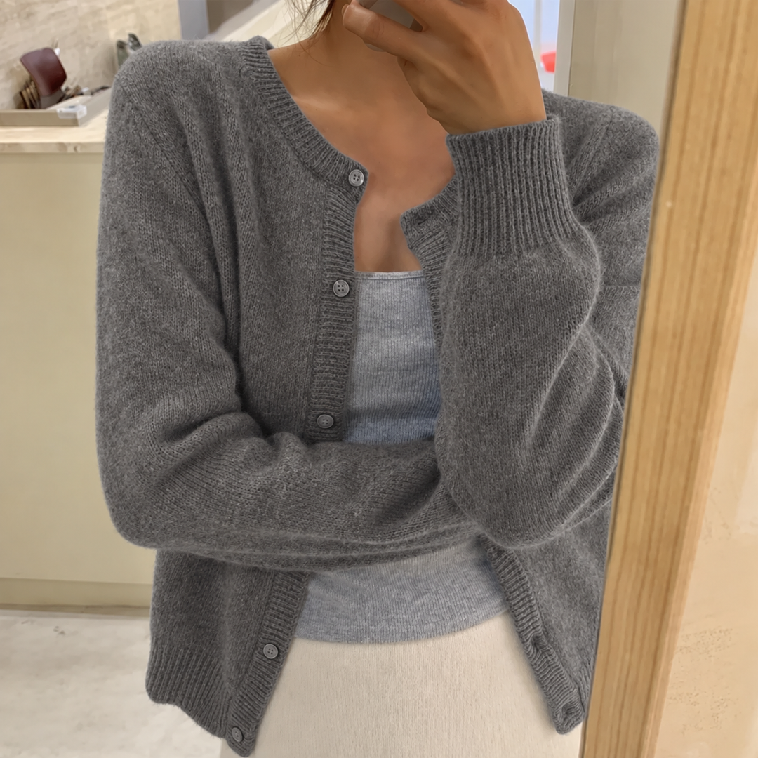 Women's Crew Neck Cardigan – Grey