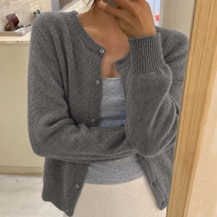 Women's Crew Neck Cardigan – Grey