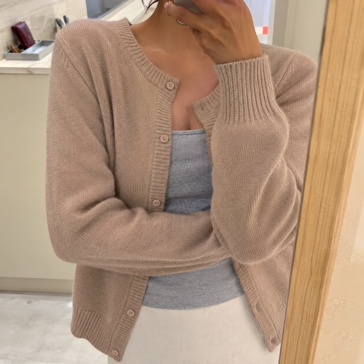 Women's Crew Neck Cardigan – Khaki