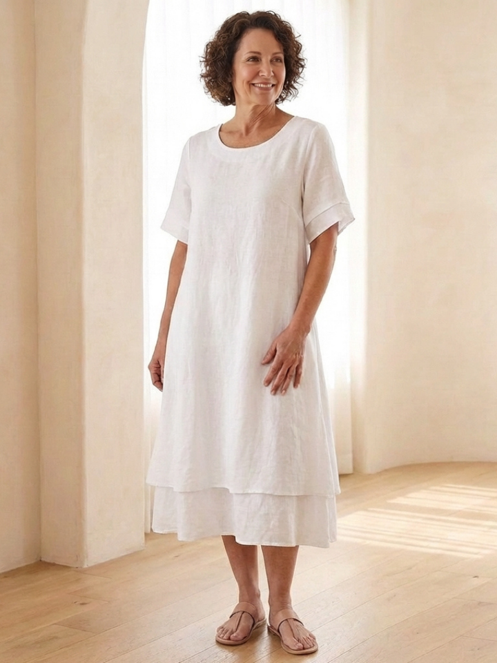 Cressida | Layered Short Sleeve Midi Dress