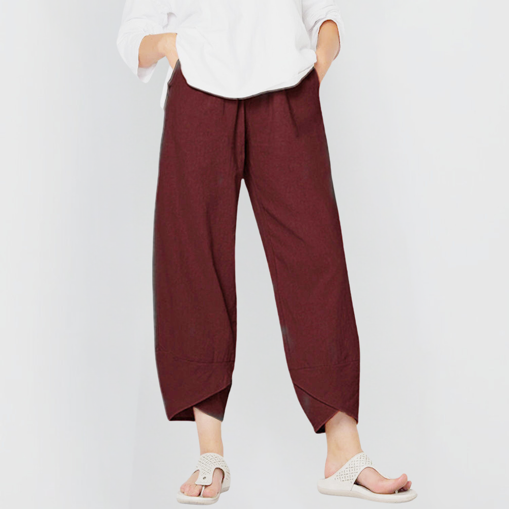 Women's Wide-Leg Trousers – Wine Red