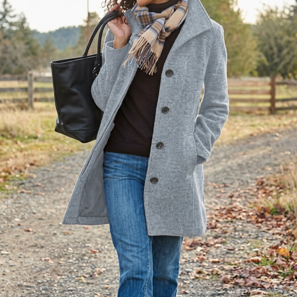 Women's Long Coat – Light Grey